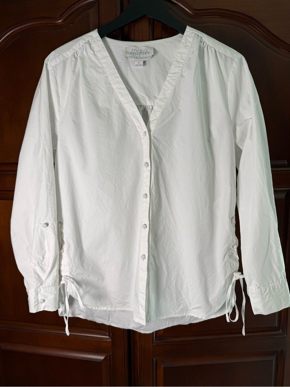 Anthropologie x Mare Mare Henriette Lace-Up Tunic Button-Down Shirt White Medium